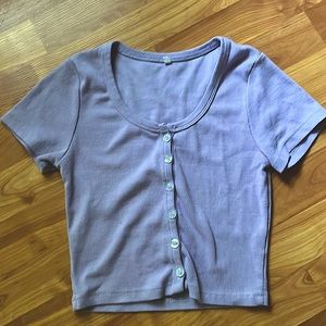 Lavender Button Up Crop